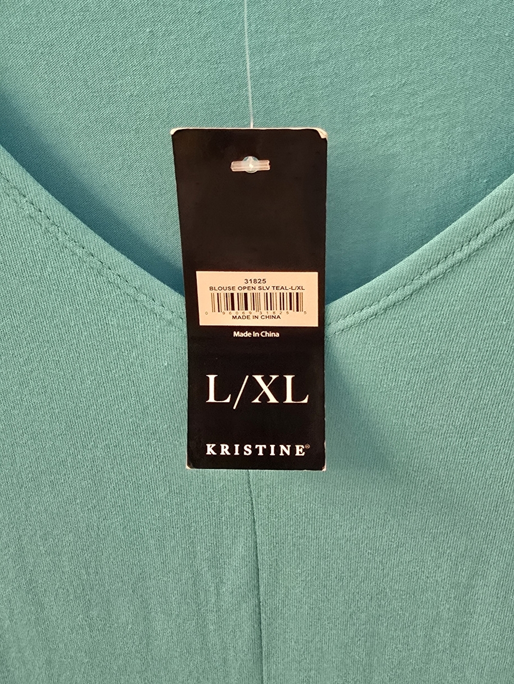 NWT Batwing Turquoise V-Neck Tie-Sleeve Womens Top - L/XL (310) - Picture 2 of 7